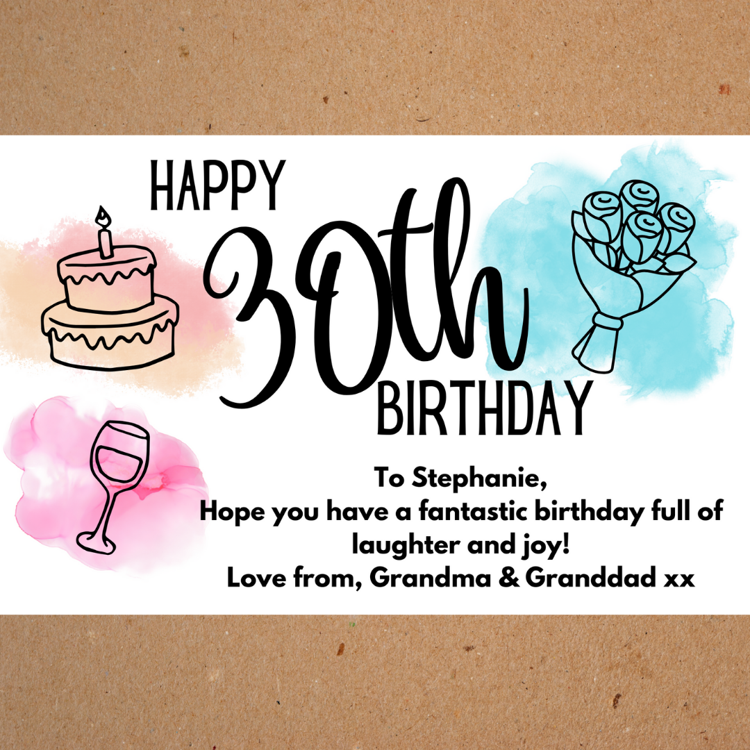 Customised Box Sticker: 'Happy Birthday' 30