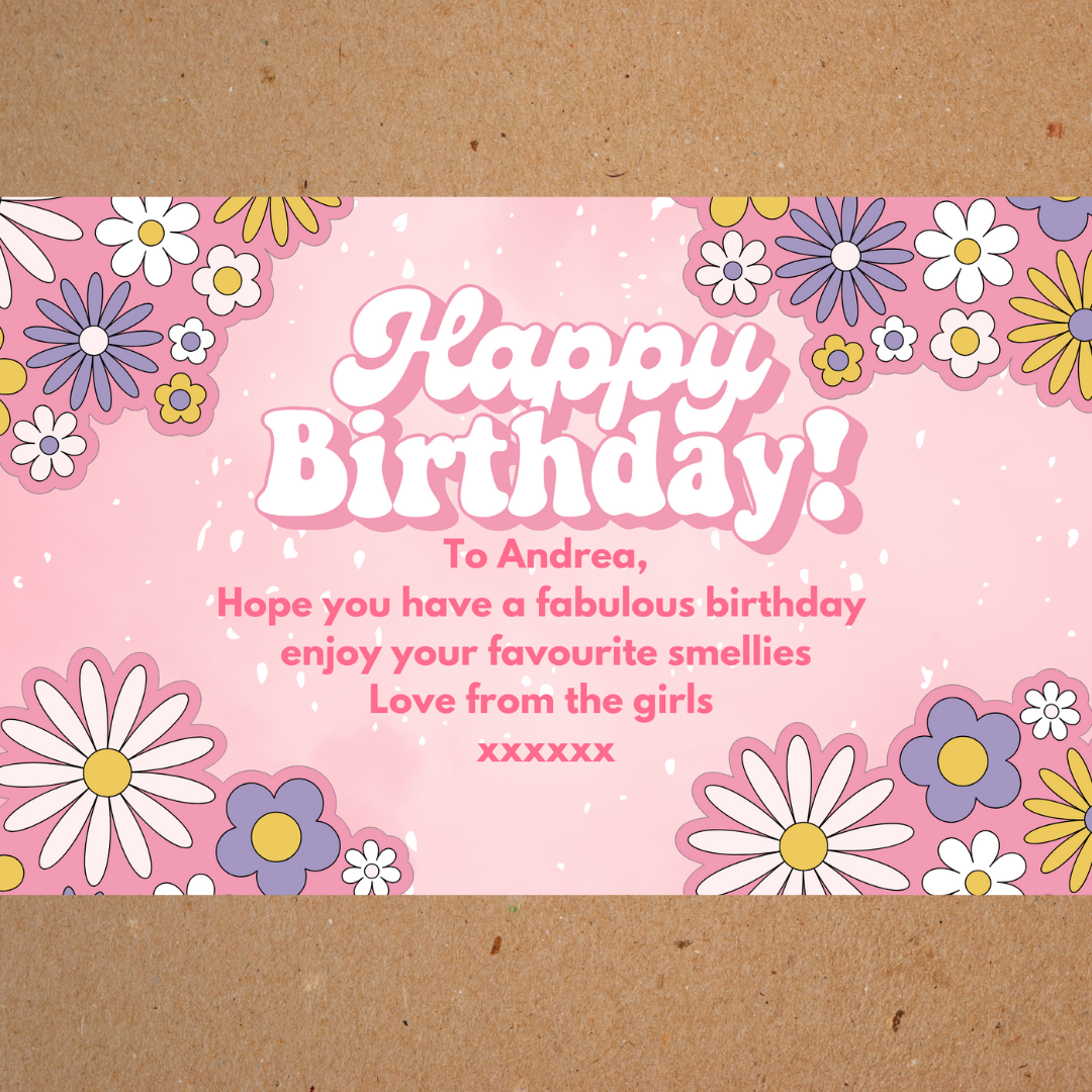 Customised Box Sticker: 'Happy Birthday' Pink