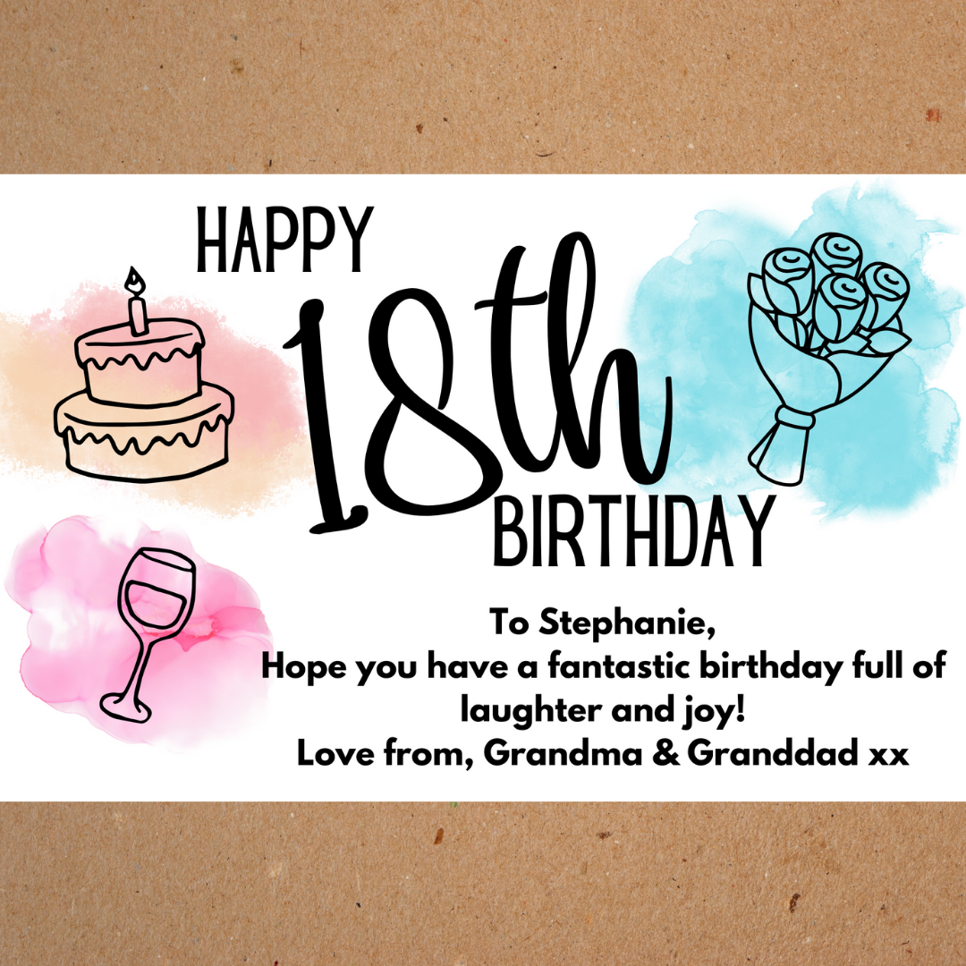 Customised Box Sticker: 'Happy Birthday' 18
