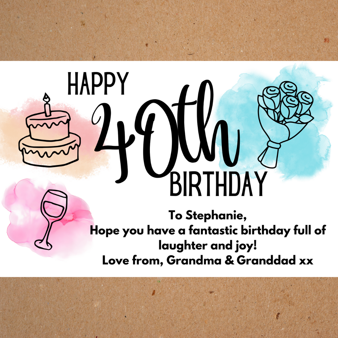 Customised Box Sticker: 'Happy Birthday' 40