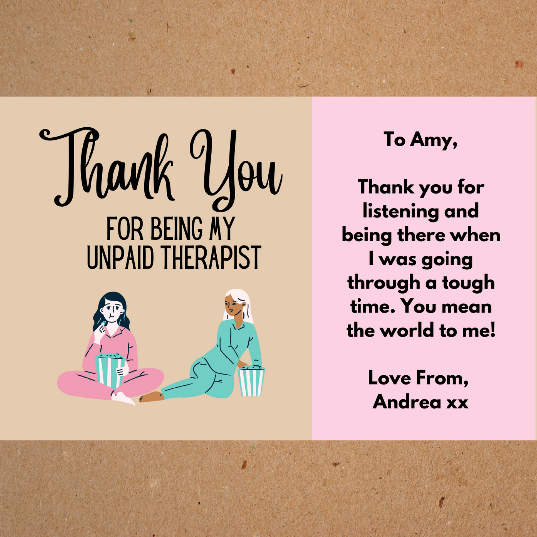 Customised Box Sticker: 'Thank You For Being My Unpaid Therapist'