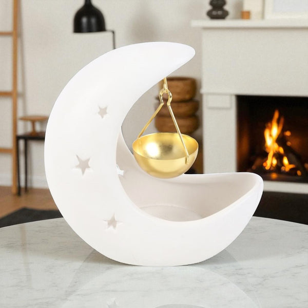 White Moon and Stars Wax Melt Burner