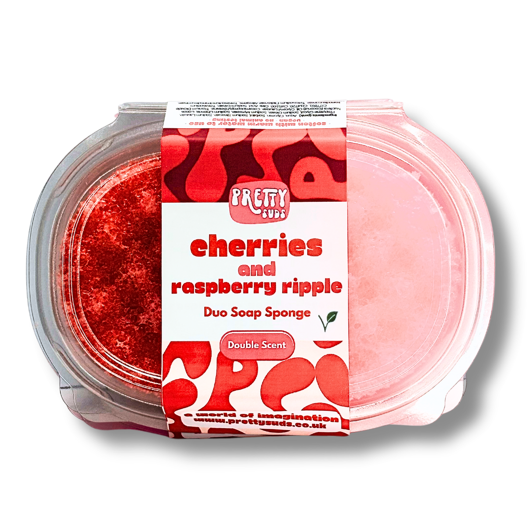 Duo Raspberry Ripple & Cherries Soap Sponge 200g