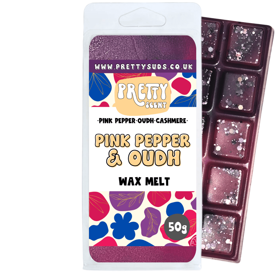 Pink Pepper & Oudh Soy Wax Melt Bar 50g - Pretty Suds UK